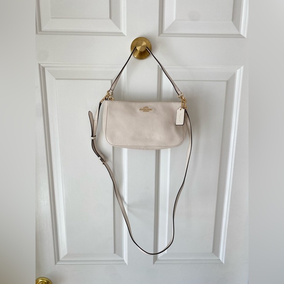 Coach Handbags - Coach Saffiano Leather Cream Crossbody Bag / Top Handle Pouch | Style F25591 |
